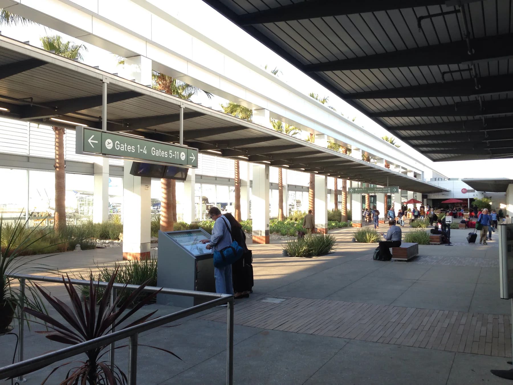 Open-air concourse and garden at Long Beach Airport